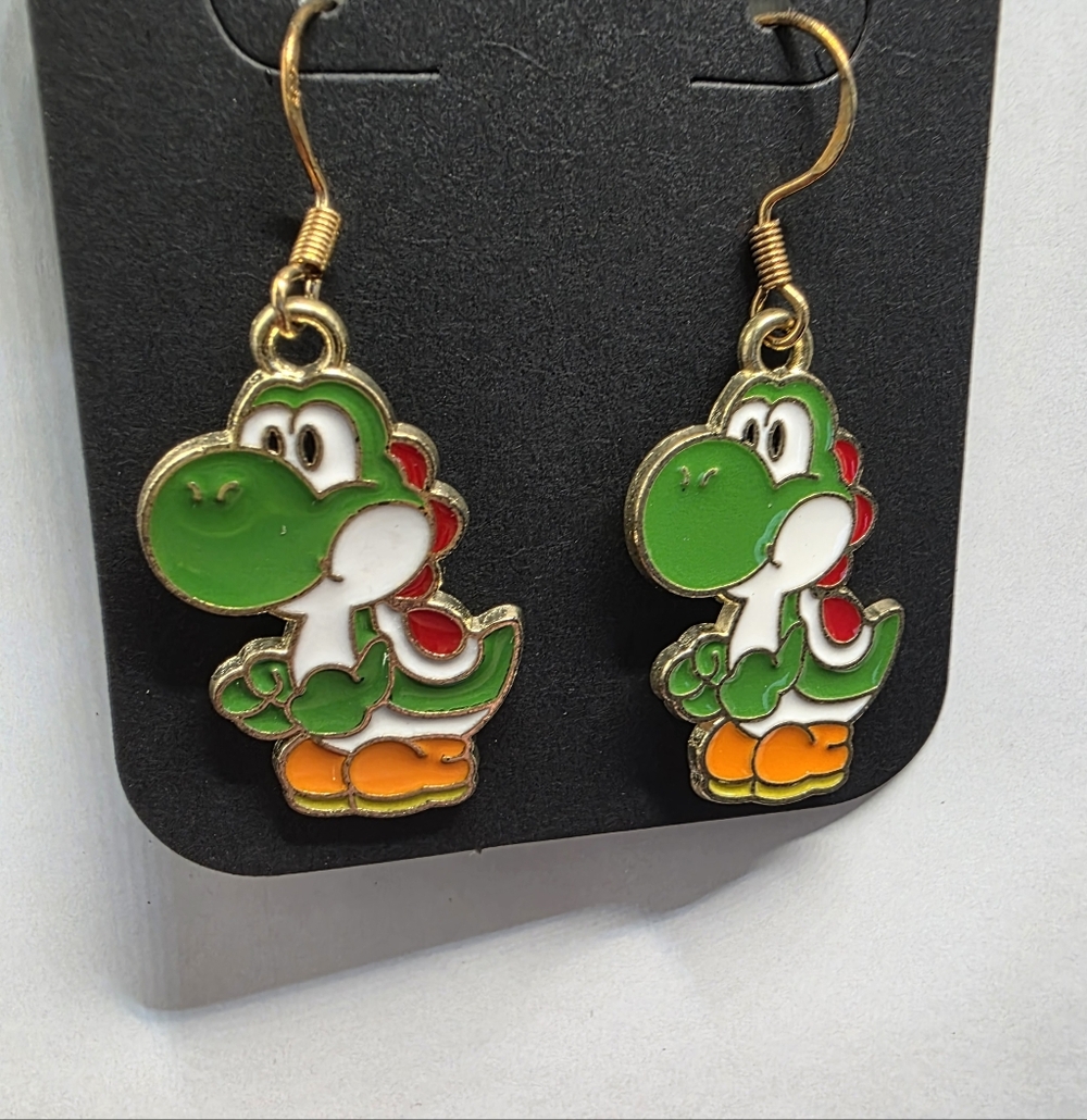 Green and Gold Character‎ Earrings